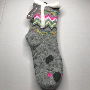 Secret Treasures Women's No Slip Slipper Sock Gray Cozy Dog Print Size 4-10 New